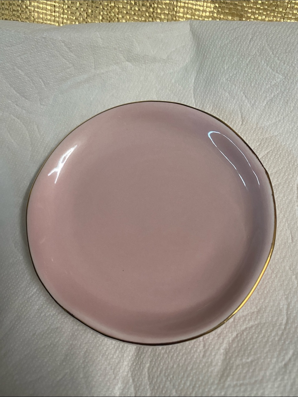 Pink Plate with Gold Trim